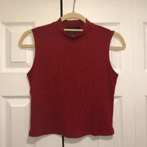 Forever 21 Red sleeveless mock neck crop top